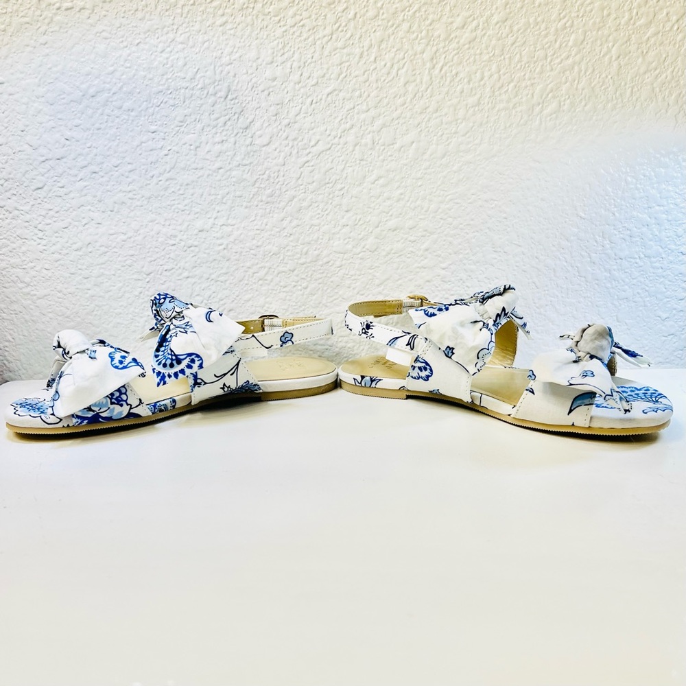 ♥️HP JANIE AND JACK Floral Bow Sandals Sz 12 White Blue Capri Island Floral NWOT - Picture 7 of 9